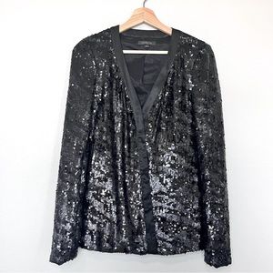 Rachel Zoe Sequin Black Blazer with Snap Closure Size S